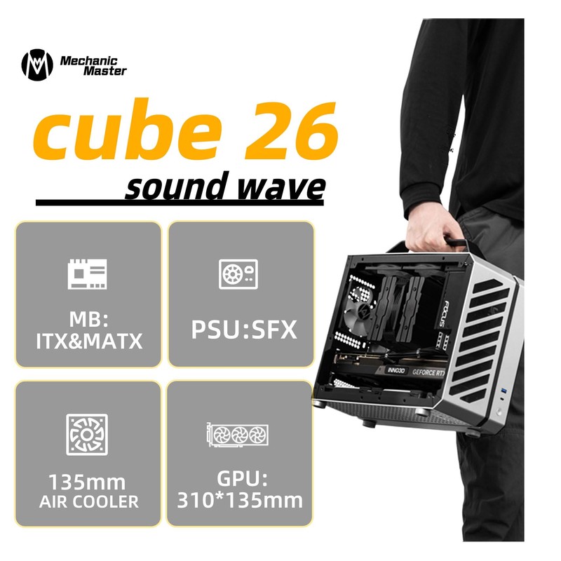 Mechanic Master Cool Cube Series C26 Mini M-ATX Case/Alumium/Steel/Temered Glass