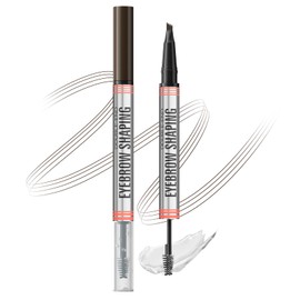 Waterproof Liquid Microblade Eyebrow Pencil - Double Ended Magic Eyebrow Pen 3D Microblading Eyebrow Pen with Fork Tip and Brow Brush for Natural and Long-Lasting Look (Dark brown)