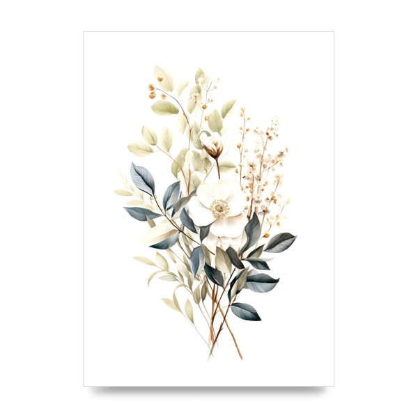 Lithobee - Airy botanical illustration with white flowers Home Wall