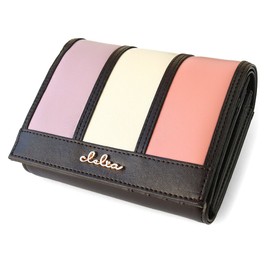 Cleria CL-10237 Women's Bifold Wallet, Large Capacity, Striped Wallet, Bellezza Series, purple (amethyst)