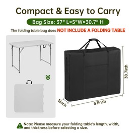 QYILUARE No Table | 4/6/8 Ft Folding Table Storage Bag,Water-Resistant Heavy Duty Large Carrying Bag for Transport Organizer with Pocket & Shoulder Straps 37" L X 5" W X 30.7" H