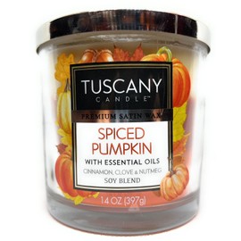 Tuscany Candle Premium Satin Wax Spiced Pumpkin 14 Ounce Jar Candle