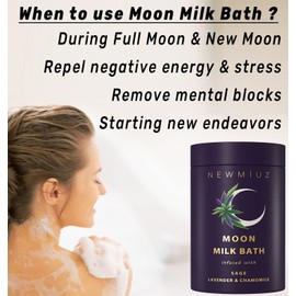 Cleansing Sage Moon Milk Bath Soak - Lavender Chamomile - Moisturize & Soften Skin Spiritual Stress Relief Gifts for Women Destress Luxury Spa Bath Salt Powder Birthday Perfect Stocking Stuffers