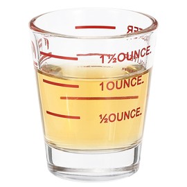 PATIKIL Schnapsglas-Messbecher, 45 ml, rund, transparent, schwere Schnapsgläser, Messbecher, Espresso-Schnapsglas mit 4 Arten von Skala, für Espresso, Flüssigkaffee, Küchenutensilien, Rot