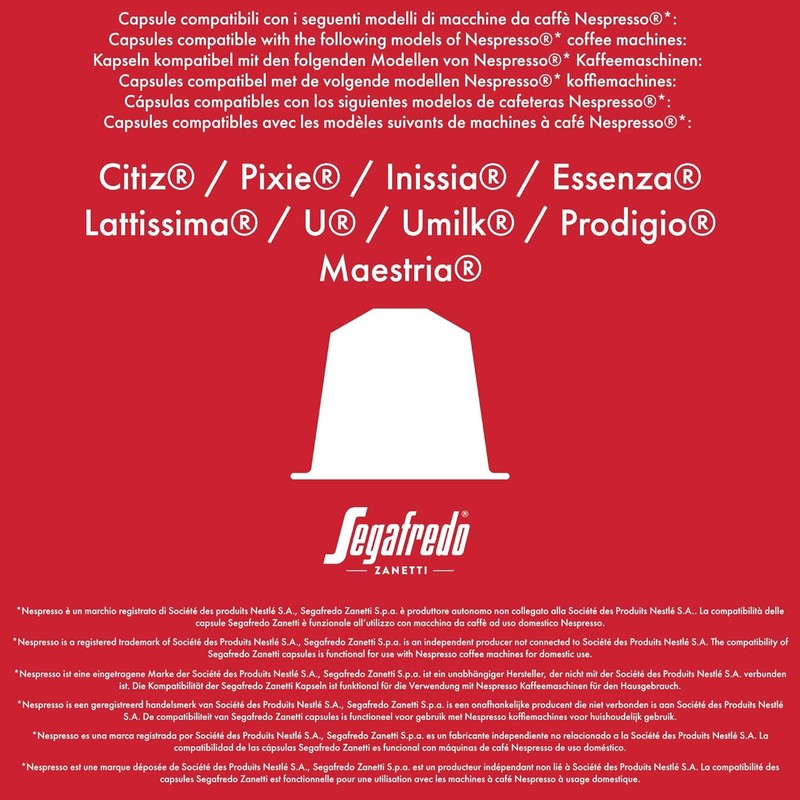 Segafredo Zanetti - 100 Nespresso® * Compatible Capsules, Classico Coffee,