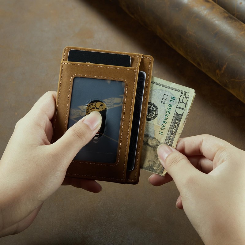 Travelambo Travelambo Slim Wallet Front Pocket Minimalist Leather RFID Blocking