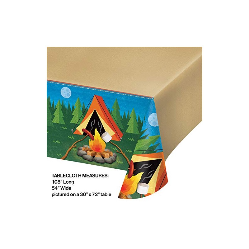 Creative Converting 329320 Camping Design Rectangular Plastic Tablecover, 1 Pc