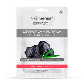 Skin Sense - Mascarilla Facial de Tela Biodegradable Coreana (1 Piezas) | Hecho en Corea | Ecológicas y Naturales - Innovadora Tecnología de Corea con Carbón Activado