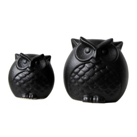 Ciieeo 2Pcs Black Ceramic Owl Figurines Creative Owl Shaped Statues for Home Office Decor Unique Ceramic Craft Decor Delicate Adornments for Car Desktop