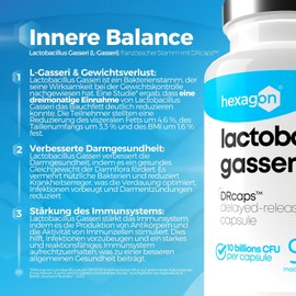 Hexagon Lactobacillus Gasseri – 10 Billion CFU, 90 Acid-Resistant Vegan Capsules (3+ Month Supply) – Freshcare™ DRcaps™