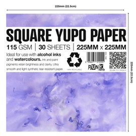Punkcards, Yupo Paper, Alcohol Ink, Alcohol Ink Paper, Watercolour Paper, 30 Sheets, 115gsm - Square, 225mm x 225mm
