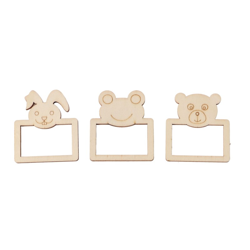 100pcs Wooden Cartoon Animal Photo Frame Decorative Hand Painting Photo