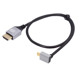 cablecc 8K 4K Ultra Thin Micro HDMI 2.1 HDTV Cable Hyper Super Flexible Slim Cord Type-A to Type-D Up Angled for Camera HDTV 50cm