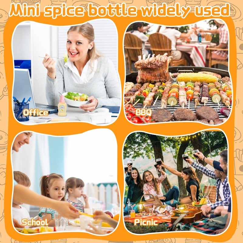 Mini Ketchup Bottle, 4 Pcs Mini Condiment Squeeze Bottles, Portable