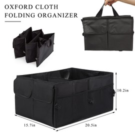 Gasedin Car Trunk Backseat Organizer, Waterproof Large Capacity Auto Storage Organizer, Collapsible Multi Compartment Trunk Organizer with Storage Bag, Universal Car Accessories