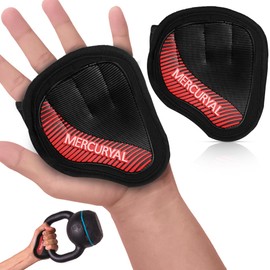 MERCURYAL Pack of 2 Fitness Grip Pads, Grip Pads for Pull-Ups, Pull-Up Gloves, Grip Pads, Strength Training, Neoprene Grip Pads, Alternative for Gloves (Red, L)
