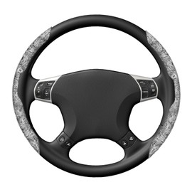 Ziciner Steering Wheel Cover, Car Carbon Fiber Steering Wheel Cover, Anti-Slip Car Wheel Cover Protector for Man and Women, Auto Interior Accessories Universal Fit Most of Cars (Wood Grain, Grey)