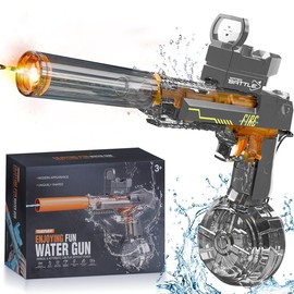 Springtok Electric Water Shooter with LED Lights,Powerful Squirt Water Pistol for Kids/Aldults, Reach To 26-35ft Outdoor Water Toy IP67 Waterproof:_gray