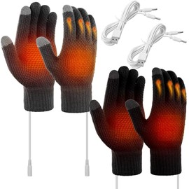 Bencailor 2 Pairs USB Winter Heated Gloves Mitten Hand Washable Knitting Touchscreen Laptop Gloves (Classic)