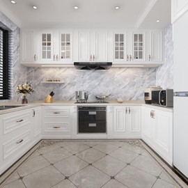 Boobest Thick Gray Marble Contact Paper Peel and Stick Wallpaper White Grey Marble Vinyl Countertop Contact Paper for Cabinets Waterproof Removable Adhesive Wallpaper for Kitchen Bathroom 15.74"x 78"