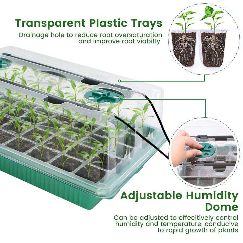 MQHUAYU Seed Starter Tray with Grow Light, 2 Pack 80