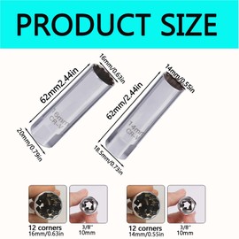 2pcs Spark Plug Socket Set, Strong 16mm Spark Plug Socket and 14mm Spark Plug Socket for Effortless Engine Maintenance, Durable, Precision Spark Plug Socket