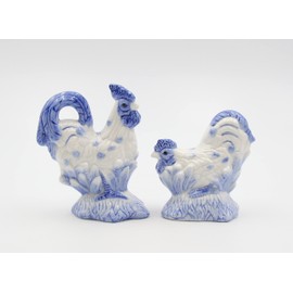 Cosmos Gifts 21016 Blue Print Roosters Salt and Pepper Shakers