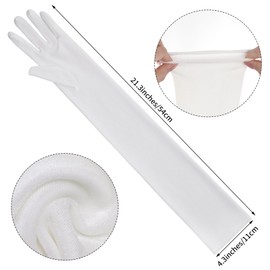 Lystaii Women Long Velvet Gloves for Women Elbow Length 1920s Opera Costume Flapper Evening Banquet Party (White)