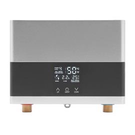 Electric Tankless Water Heater, 110V 4000W Mini Constant Temperature Instant Hot Water Heater with Remote Control Touch Display Screen Self Modulates Wall Mounted Water Heater (Silver)