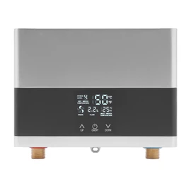 Electric Tankless Water Heater, 110V 4000W Mini Constant Temperature Instant Hot Water Heater with Remote Control Touch Display Screen Self Modulates Wall Mounted Water Heater (Silver)