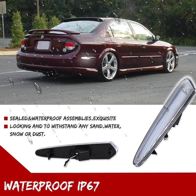 GTINTHEBOX Clear Lens White LED Rear Side Marker Lights for