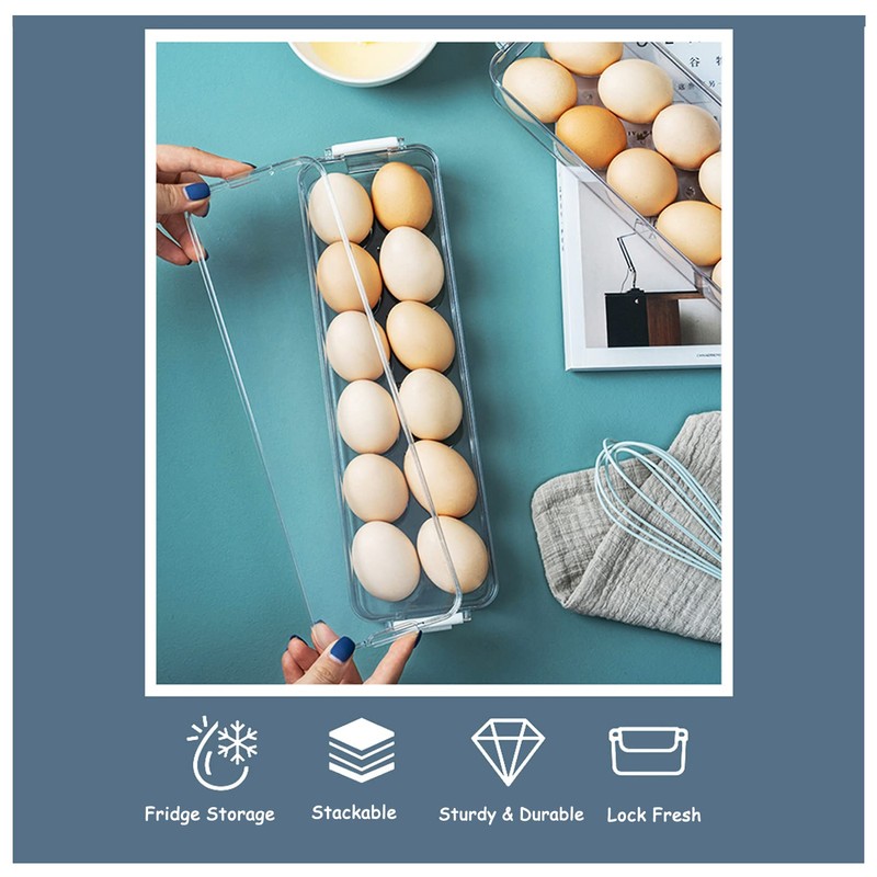YOHA Clear Deviled Egg Tray Carrier with Lid 12 Grids