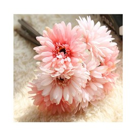 Artfen Artificial Gerbera Flower Artificial Daisy Flowers Bride Bridesmaid Holding Flowers 7 Stems Silk Daisies Flower Wedding Bouquet Living Room Office Party Garden DIY Decoration Pink
