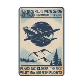 Pilot Humor Retro Metal Sign 8X12IN "Short Low Manifold Pressure" Aviation Theme Garage Wall Art for Airplane Enthusiast & Hangar Decor