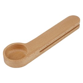Coffee Spoon Scoop, Wooden Measuring Spoon and Pocket Clip 2 in 1 Long Handle Tablespoon Made of Solid Beech Wood