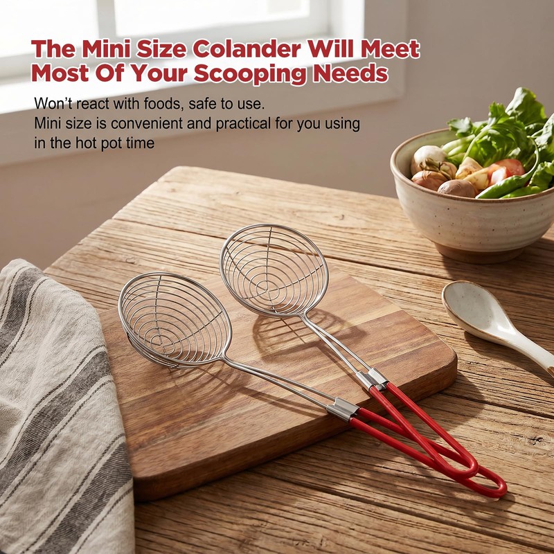 2Pcs Stainless Steel Hot Pot Strainer Spoons Boba Scoop with