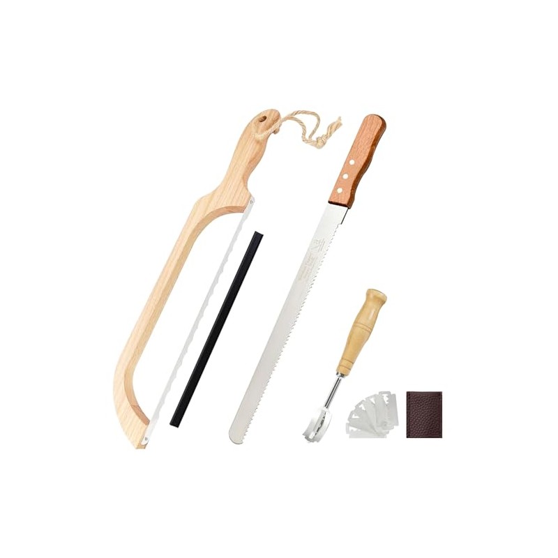 COREION Wooden Handle Bread Knife Set, Bow Shaped Dough Cutter