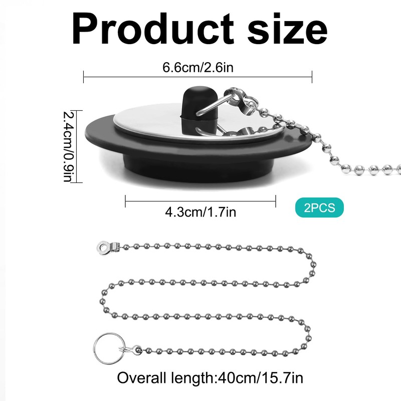 2 Pcs Universal Bath Plug, Kitchen Sink Plug with Stainless