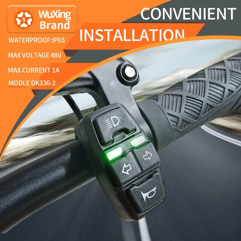 WUXING DK336 Electric Bike Scooter Light Switch 24V/36V/48V/60V/72V Ebike Lamp