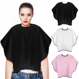 AOZUO 3pcs Makeup Capes, Short Hairdressing Cape for Clients Hair Cutting Shampoo Capes Shorty Barber Smock Hair Dye Capes with Adjustable Closure for Hair Beauty Salon Makeup Artist(3 Colors)