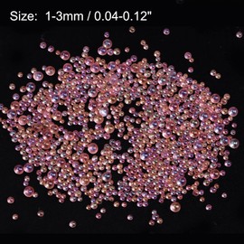 HARFINGTON 10pcs Resin Bubble Beads, 100g 1-3mm Iridescent Glass No Hole Tiny Beads for DIY Silicone Mold Art Fillings Jewelry Making, Bright Pink