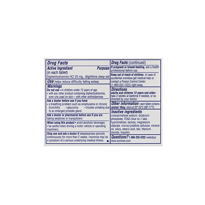 Sominex Original Formula Tablets, 72 Count