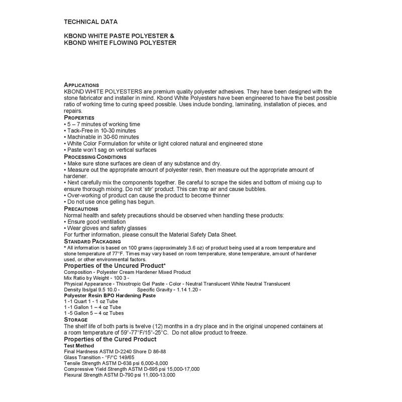 K-Bond High Performance Polyester White Paste Stone Adhesive 1 Quart