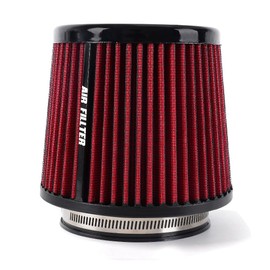 4-Inch Cold Air Intake Filter - Washable, High Performance, 3" or 3-1/2" or 4" Clamp-On Replacement Cone Air Filter Universal 3 Sizes in 1 Red