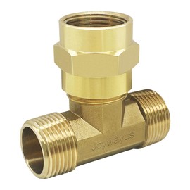 Joywayus 3/4 Inch NPT Brass Pipe Fitting Barstock Tee 3 Way 3/4" NPT Male x 3/4" NPT Female x 3/4" NPT Male Hose Fitting