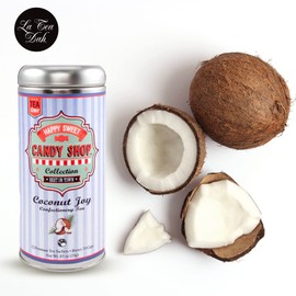 Coconut Joy Black Coconut Tea by La Tea Dah, Ceylon Black Tea Leaves with Real Coconut Flakes & Natural Coconut Flavor, Unsweetened Caffeinated Dessert Tea (12 Black Tea Bags)