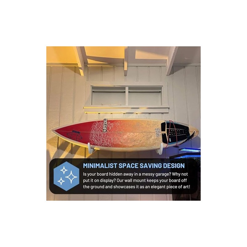 Hang 11 Surfboard Wall Mount - Stylish Wooden Rack for