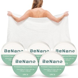 Benano - Toallitas de baño comprimidas de alta calidad, toalla desechable de 139.7 x 69.85 cm, toalla de viaje grande, reutilizable para hotel, camping, deportes, senderismo, playa, natación, día