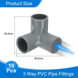 sourcing map 3 Way PVC Pipe Fittings, 3/4 Inch Furniture Grade Elbow Pipe Connector, 90 Degree PVC Elbow Side Outlet Fittings for Build PVC Furniture DIY Garden Shelves (10 Pack), Grey
