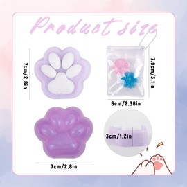AYNKH 3 Pieces Cat Paw Squishy Toy, FuFu Squishy, Purple Squeeze Foot Toy for Cats, with 10 Fun Small Balls, Taba Squishy, Squeeze Toy, Children, Teenagers and Adults